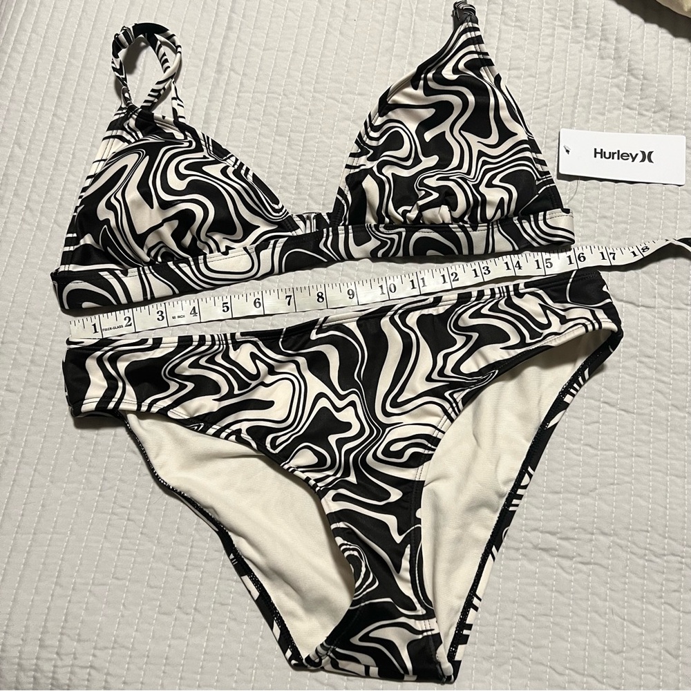 Hurley Black and White Swirl Bikini Set